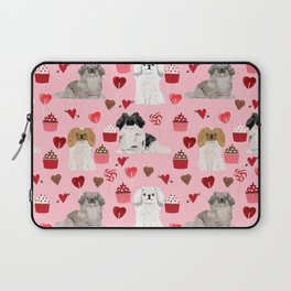 Pekingese valentines day dog breed cupcakes love hearts pet pattern gifts Laptop Sleeve