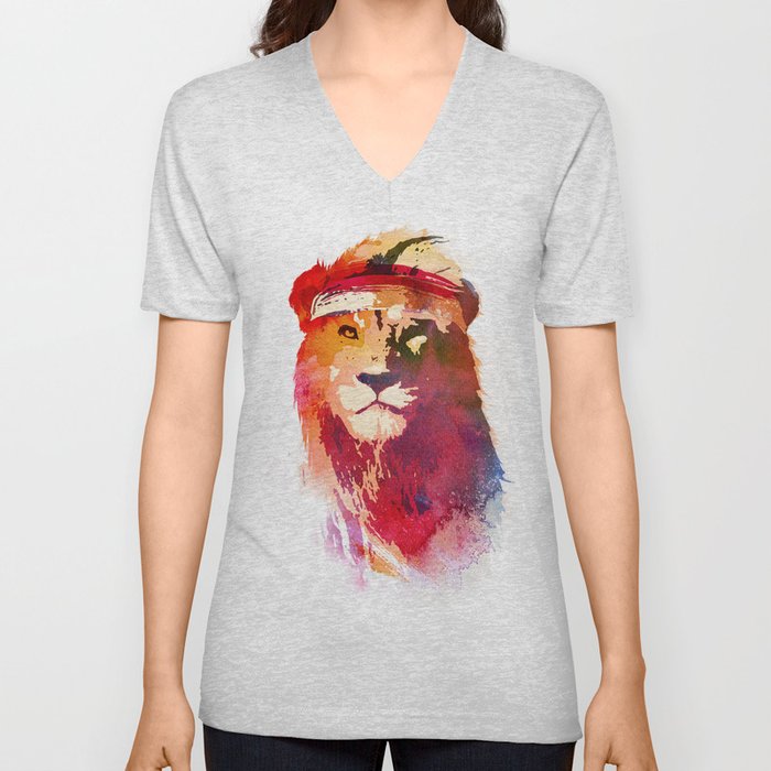 Gym Lion V Neck T Shirt