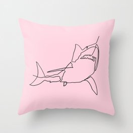 Great White Shark (pink) Throw Pillow