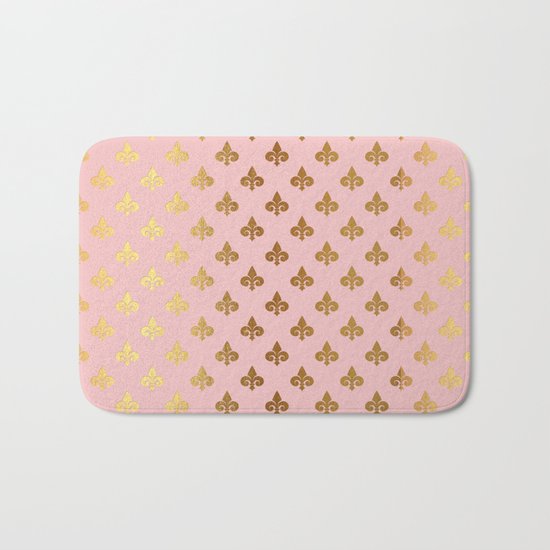 Royal gold ornaments on pink backround Bath Mat