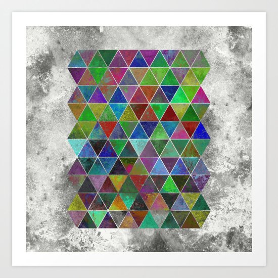 Textured Triangles - Abstract, textured, geometric, painting Art Print