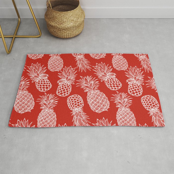 Fresh Pineapples Cherry Colored Rug