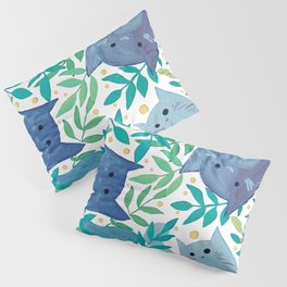 Cats and branches - blue and green Pillow Sham