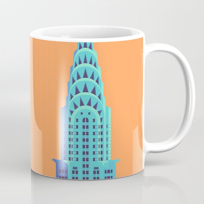 New York Art Deco Building Architecture - Orange Coffee Mug