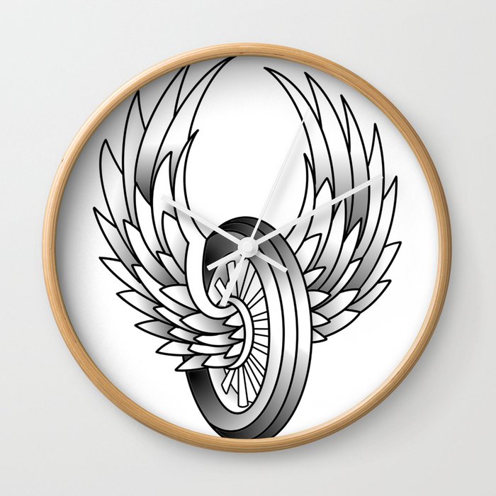 Winged Motorcycle Wheel Wall Clock