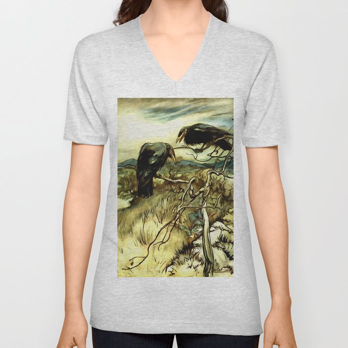 The Two Crows V Neck T Shirt