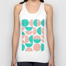 Pink and turquoise pastel modern Mid-Century shapes Unisex Tank Top