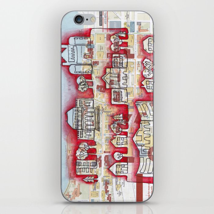 Badgers! University of WI, Madison Continuous Line Drawing on vintage map iPhone Skin