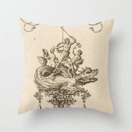  Poseidon and the Kraken Throw Pillow