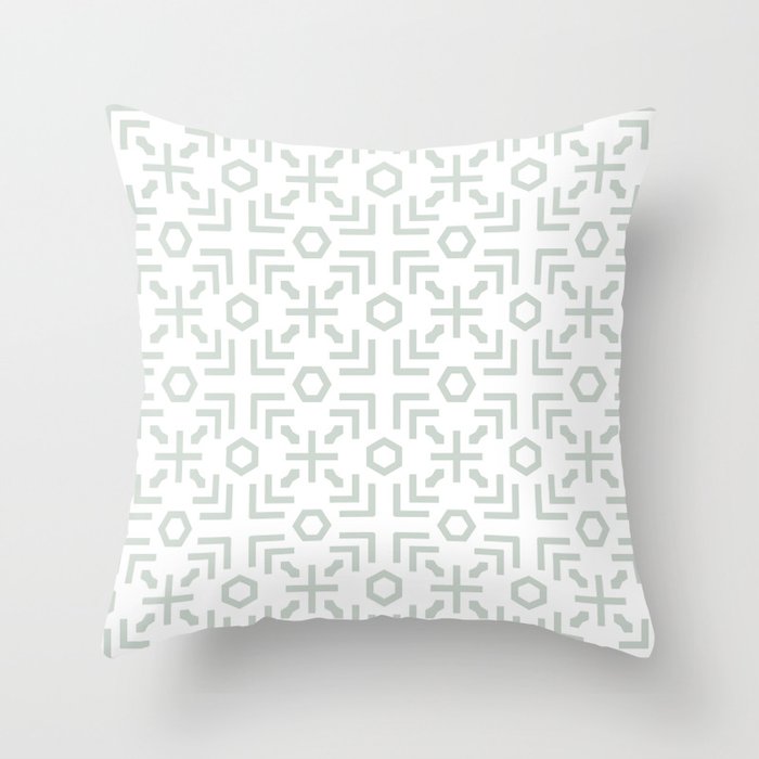 Pastel Green and White Art Deco Abstract Pattern Pairs Behr 2022 Color of the Year Breezeway MQ3-21 Throw Pillow