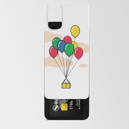 Gift box tied to balloons floating in the sky Android Card Case