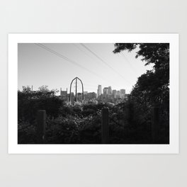 Minneapolis Minnesota Skyline Black and White Art Print