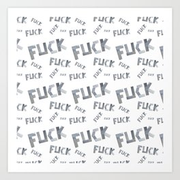 FUCK word pattern written with duct tape white Art Print
