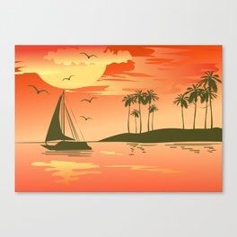 Tropical Sunset over the Sea Canvas Print
