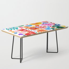 Spring Gouache Cut Out Joyful Abstract Pattern Design  Coffee Table