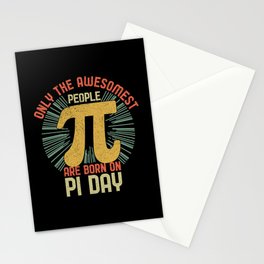 Retro Awesome People Born Birth On Pi Day Stationery Card