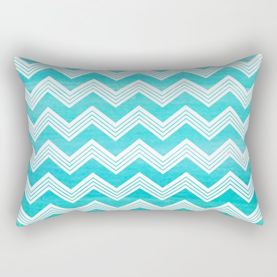 Aqua Turquoise Chevron Herringboone pattern - different watercolor aqua colors Rectangular Pillow