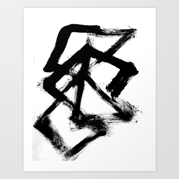 Brushstroke 5 - a simple black and white ink design Art Print