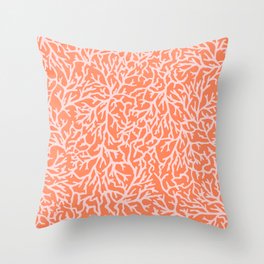 Orange and Pink Coral Sealife Pattern Throw Pillow
