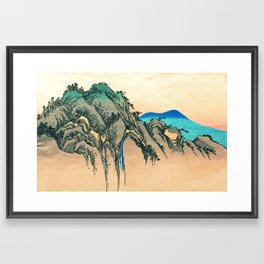 Bewildering Gunisada - Nature Ukiyo Landscape in Green, Blue and Orange Framed Art Print