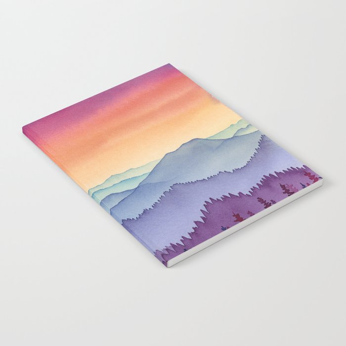 Beauty of the Earth Colorful Watercolor Layered Mountains Notebook