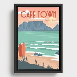 Table Mountain View In Cape Town Vintage Poster Framed Canvas