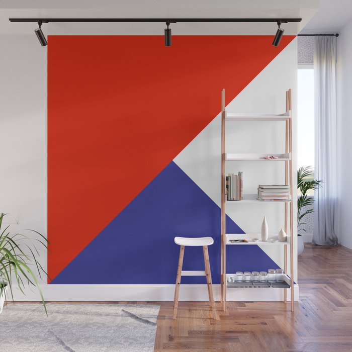 Triangles Retro Pop Art Abstract - Red White Blue Series Wall Mural