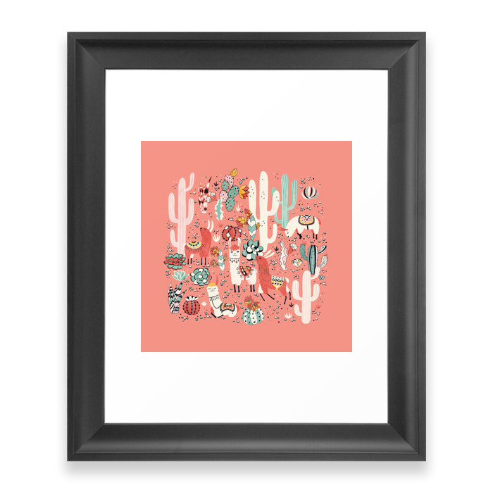Lama In Cactus Jungles Framed Art Print by lidiebug