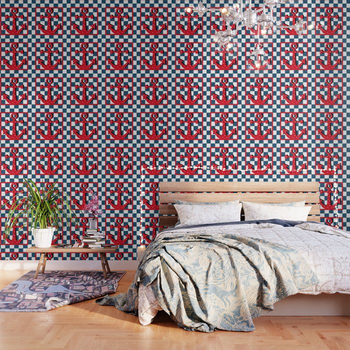 Red Anchor Wallpaper By Judyskowron Society6
