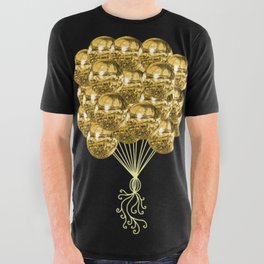 Glittery Gold Disco Ball Balloons All Over Graphic Tee