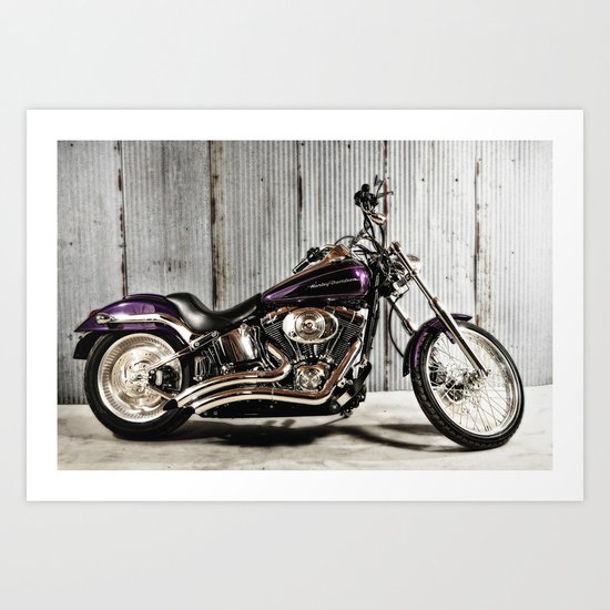 Purple Harley Softail Art Print