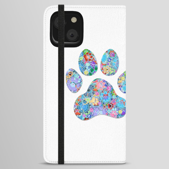 Paw Angels - Whimsical Colorful Dog Paws Art iPhone Wallet Case