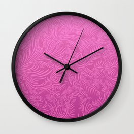 PURPLE DAMASK LEAF BACKROUND. Wall Clock