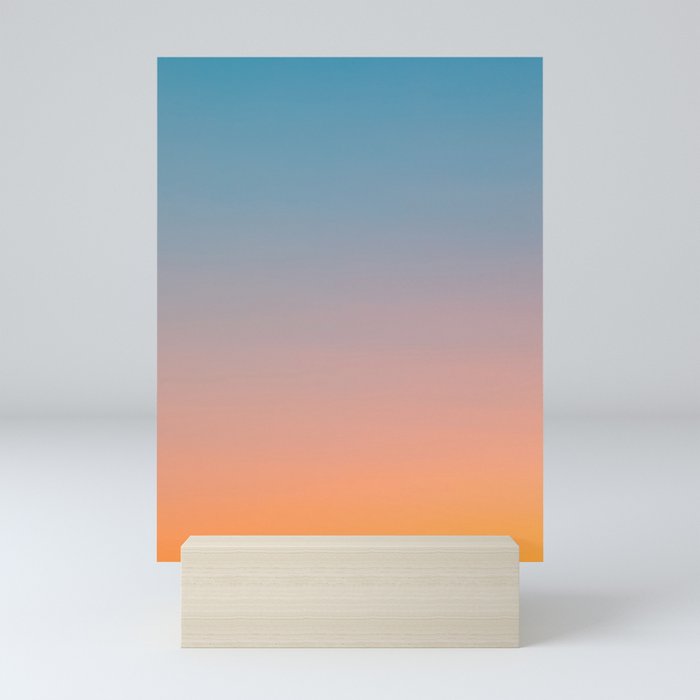 Sunset Sky Blue Orange Aura Gradient Ombre Sombre Abstract  Mini Art Print