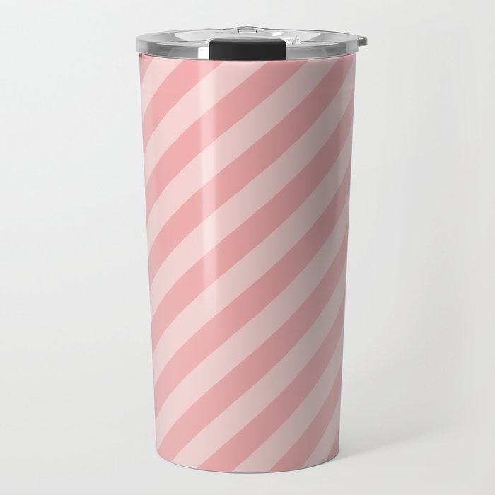 Classic Blush Pink Glossy Candy Cane Stripes Travel Mug