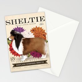 Sheltie Shetland Sheepdog seeds wildflowers seed packet art artwork garden gardener  Stationery Card