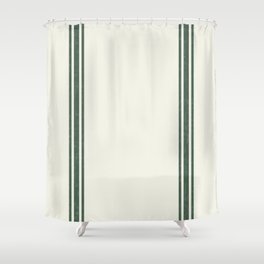 Vintage Country French Grainsack Green Stripes Creme Background Shower Curtain