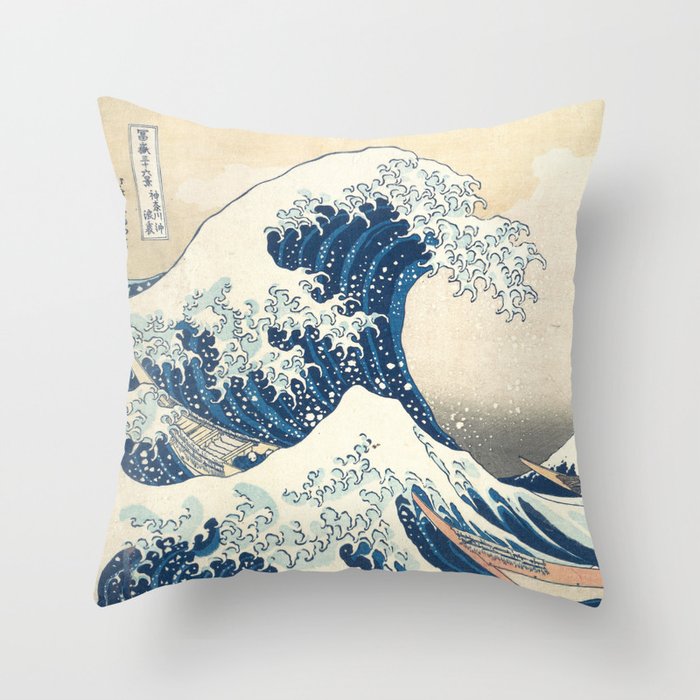 Hokusai Wave Throw Pillow
