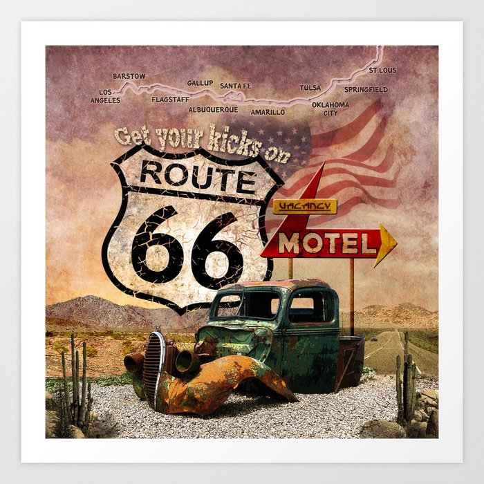 Plaque Métal Route 66 Motel