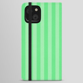 Algae Green and Pale Green Summer Cabana Beach Picnic Stripes iPhone Wallet Case