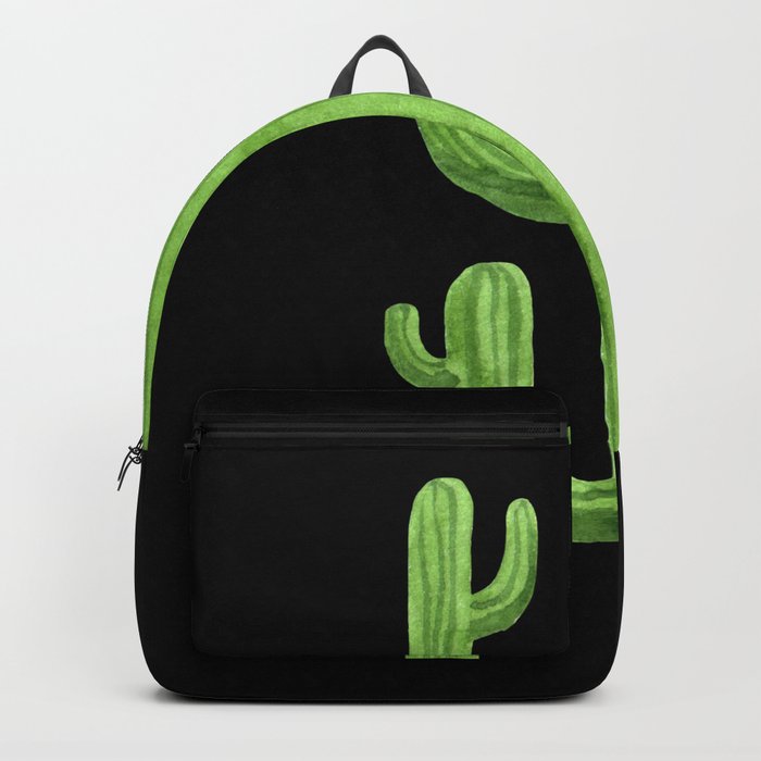 Green Cactus on Black Backpack