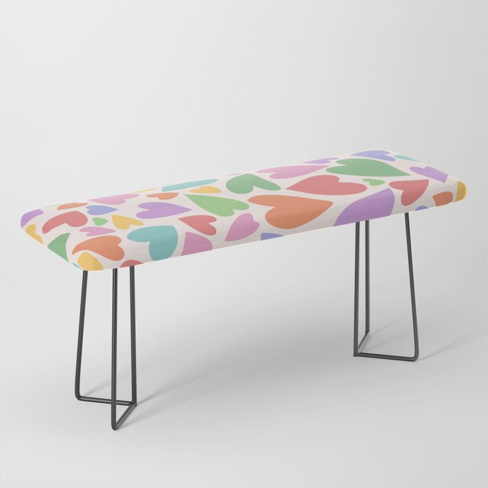 Retro Colorful Hearts Bench