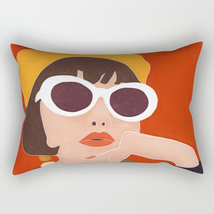 Colorful Woman Portrait Rectangular Pillow