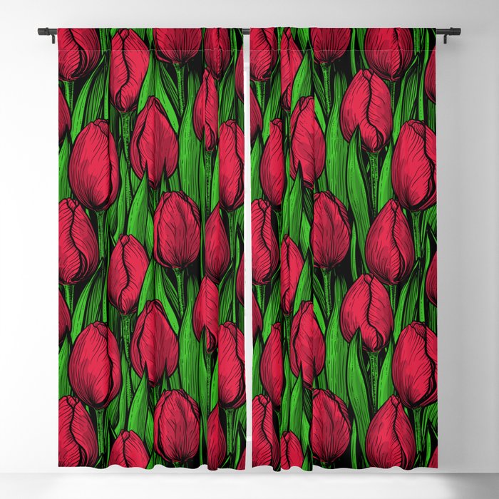 Red tulips  Blackout Curtain