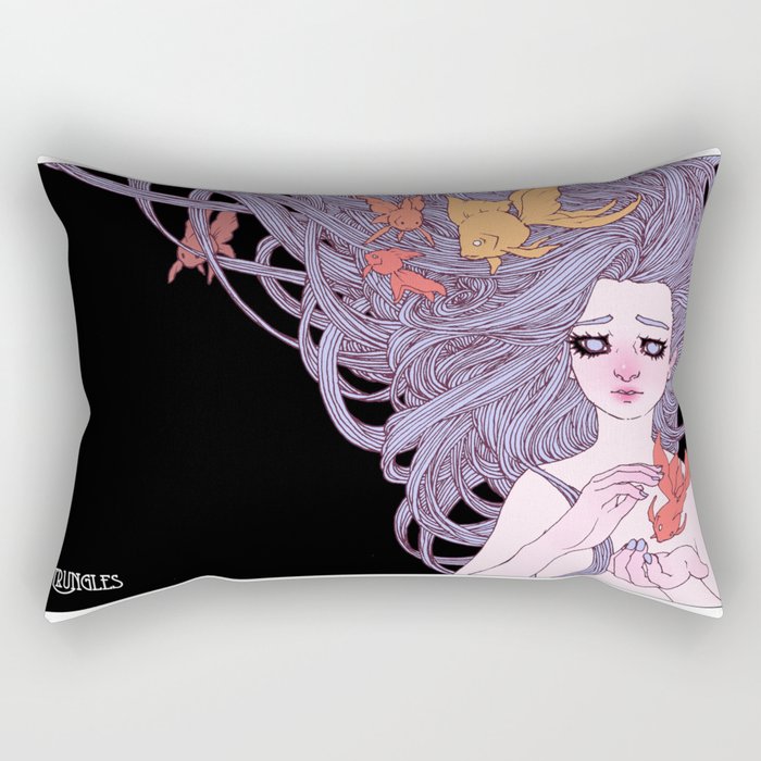 Mermaid and Goldfish Rectangular Pillow