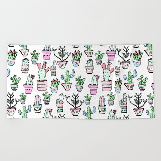 Cactus Pattern Beach Towel