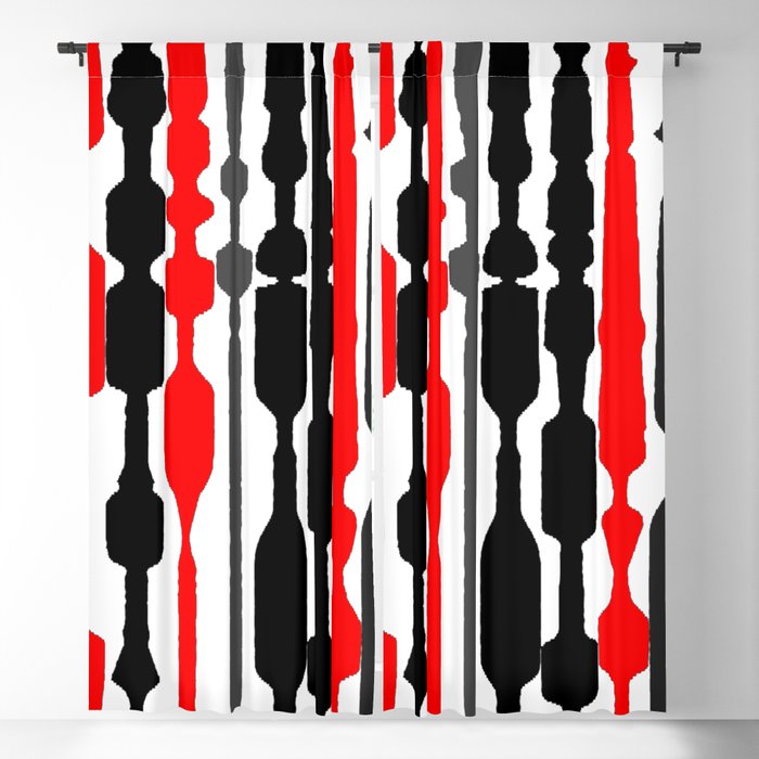 Red Black Grey White Geometric Striped, Red Black Grey Curtains