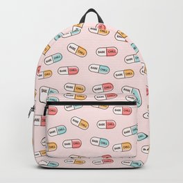 Babe Chill , Cool Girly Cheerful 90s Pill Pattern in Pastel Colors , Positive and Happy Pills Backpack