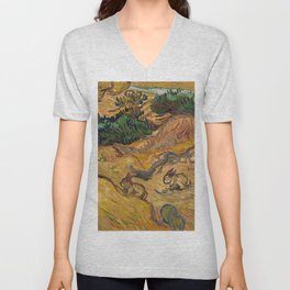 Landscape with Rabbits, 1889 by Vincent van Gogh V Neck T Shirt