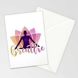 Meditation and breathing spiritual awakening silhouette  Stationery Card